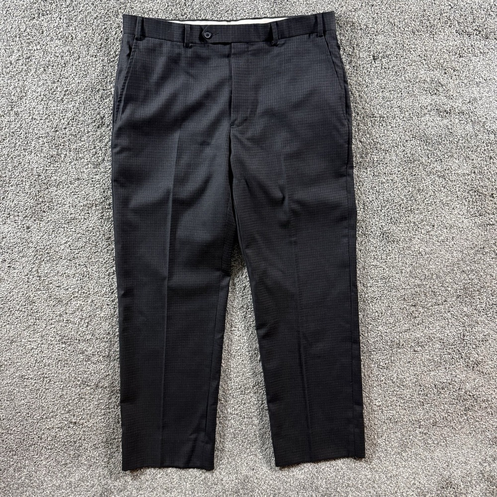 Brooks Brothers 346 Wool Dress Pants Mens 36x30 Charcoal Gray Check Trousers